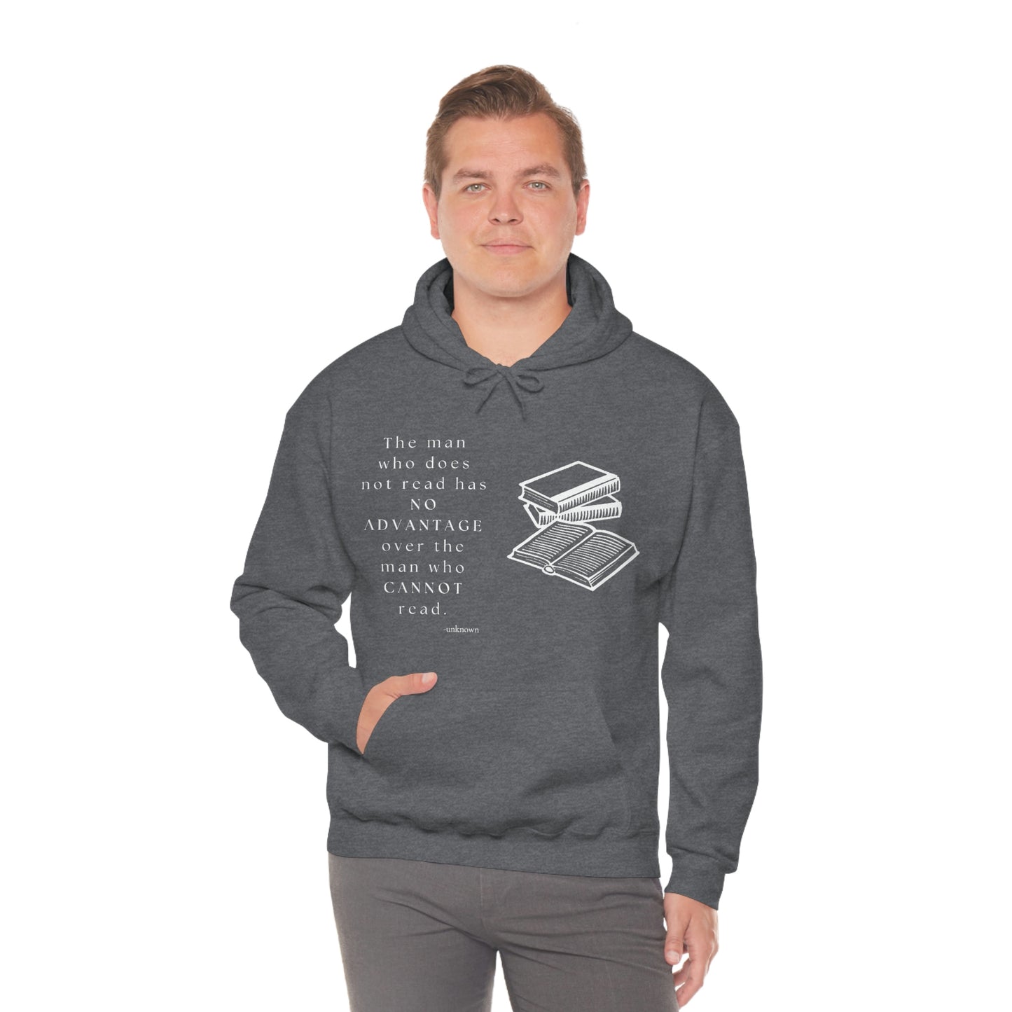 Man who cannot read - Unisex Heavy Blend™ Hooded Sweatshirt