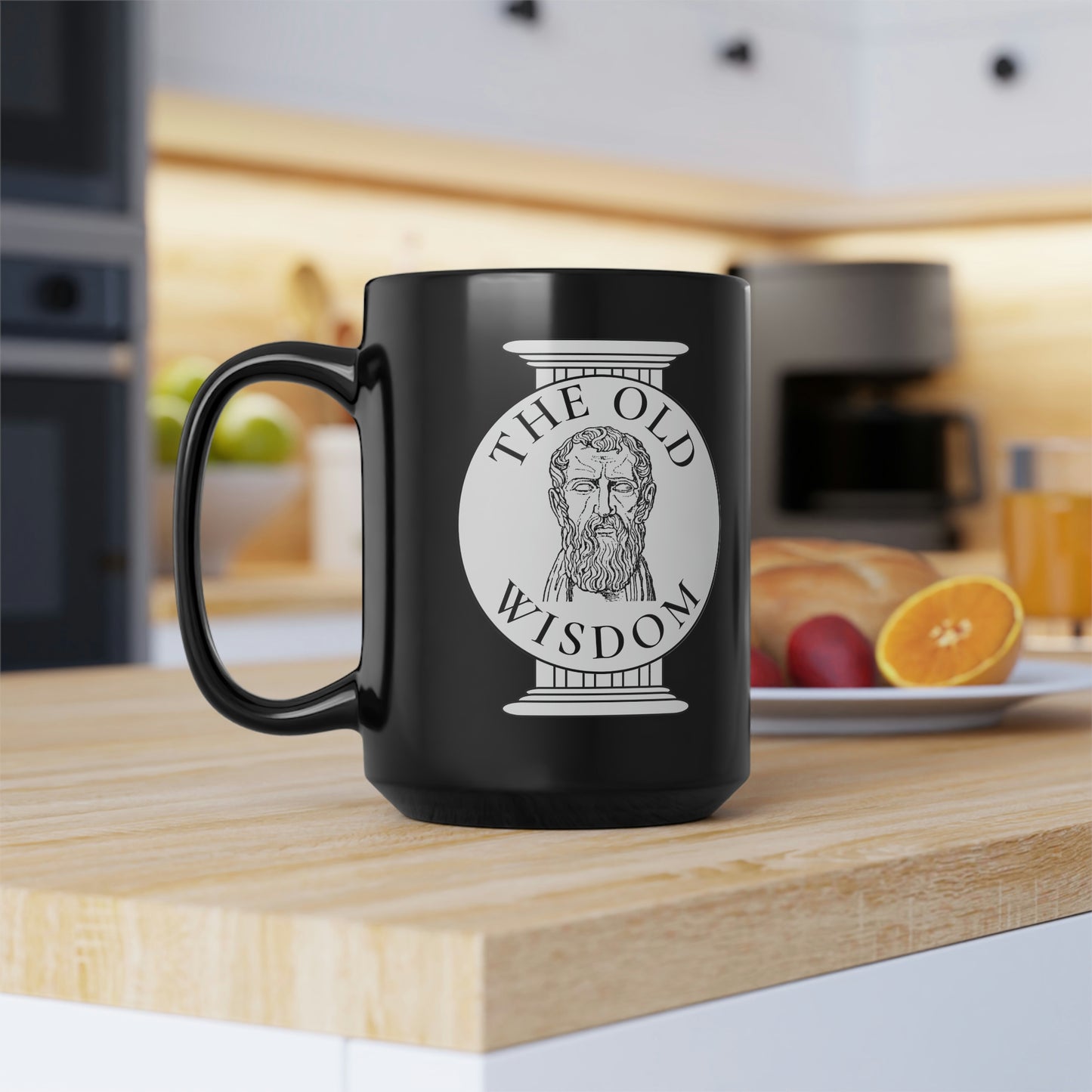 Warrior in a garden - Black Mug, 15oz