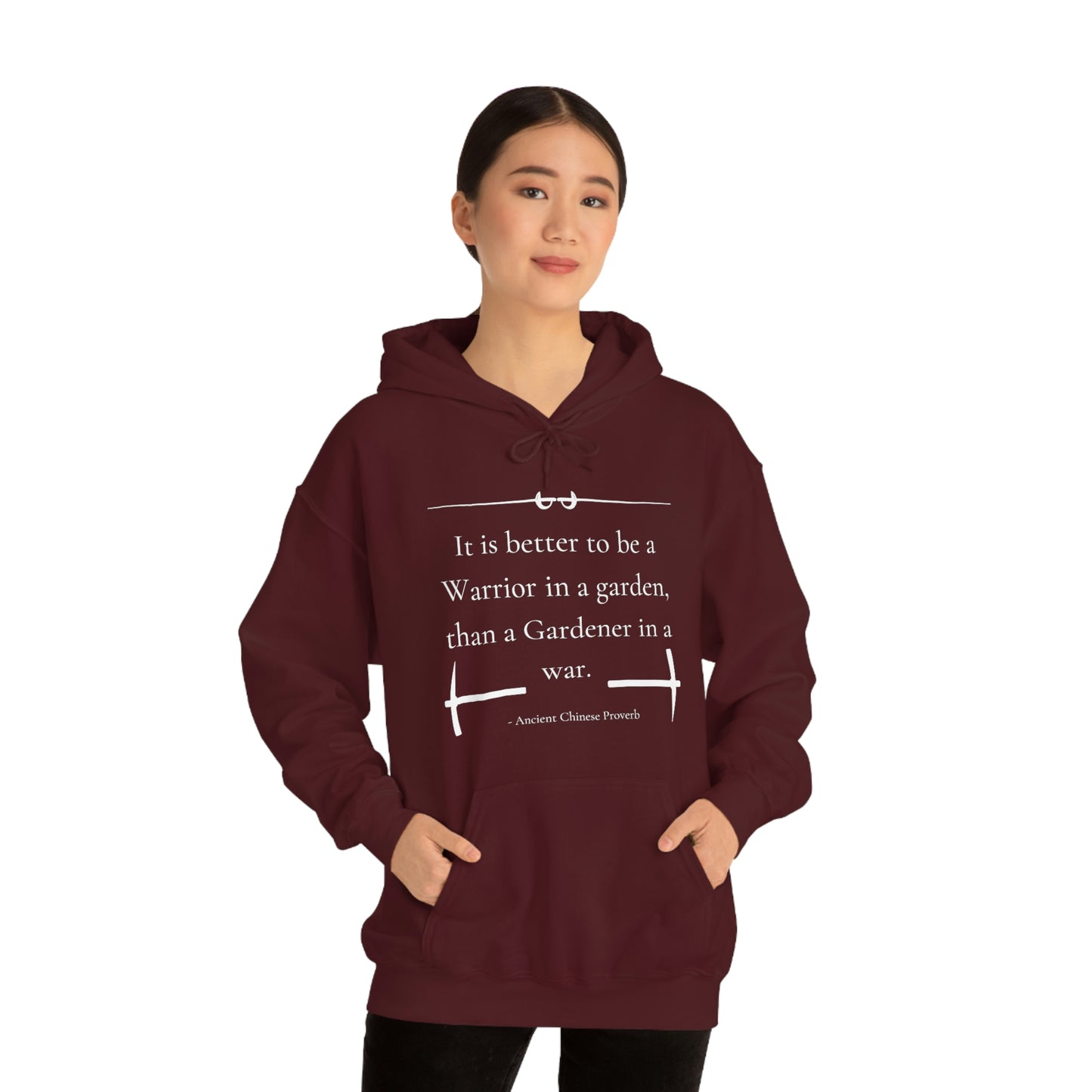 Warrior in a garden - Unisex Heavy Blend™ Hooded Sweatshirt