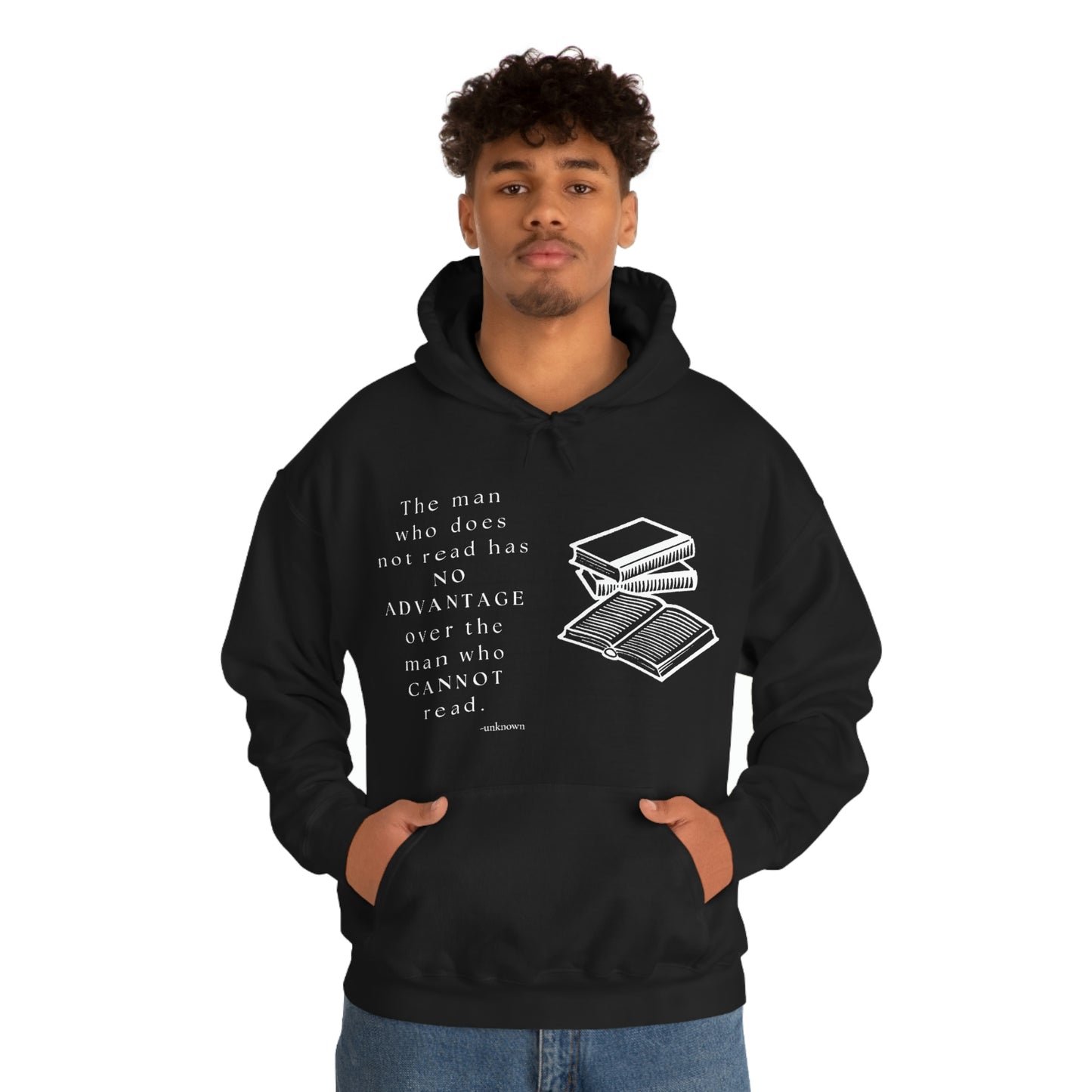 Man who cannot read - Unisex Heavy Blend™ Hooded Sweatshirt